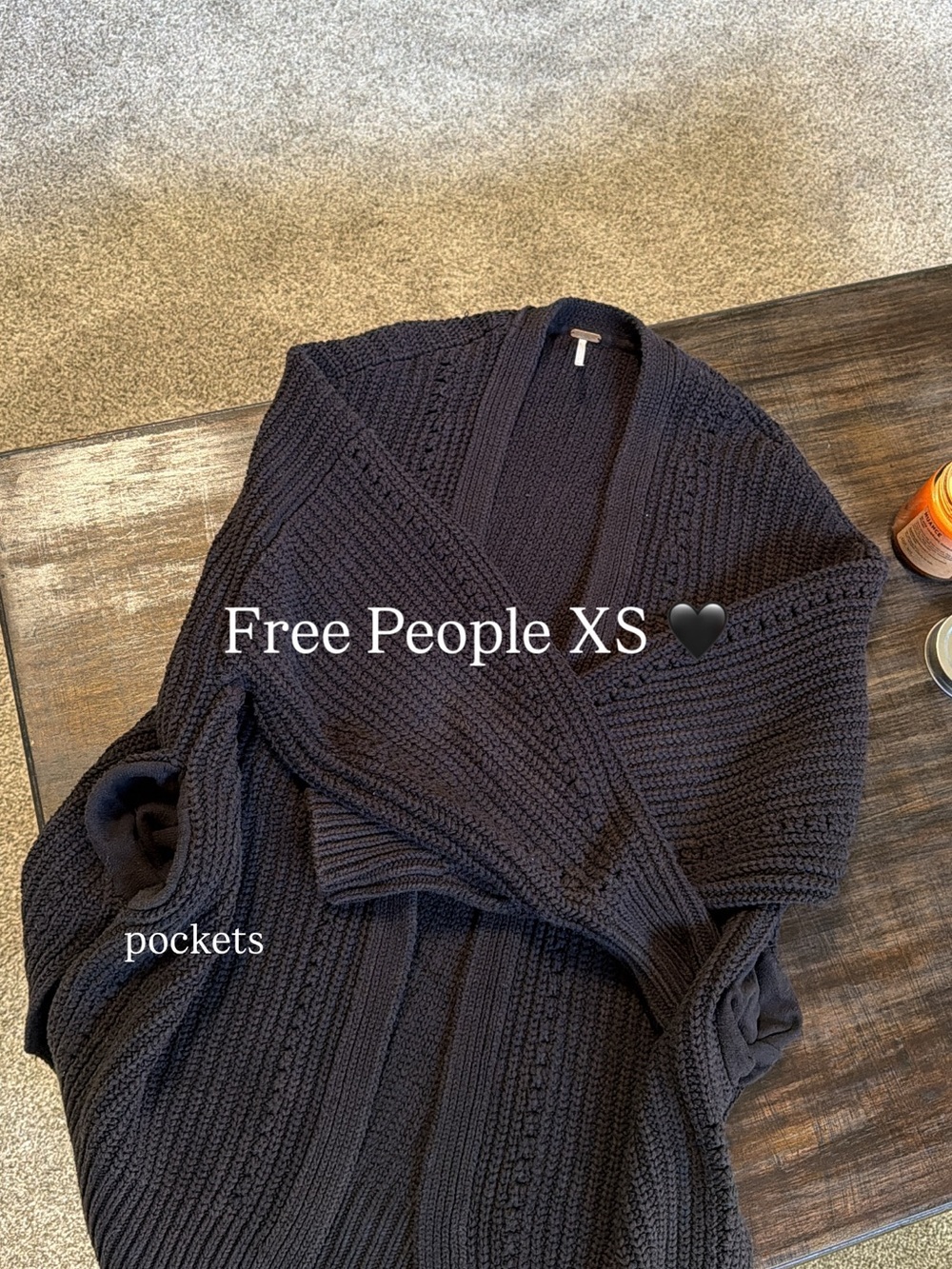 Free People Long Black Cardigan